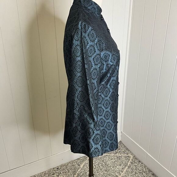 Vintage Women’s Small Japanese Kimono Style Button Down Blouse Top Puff Sleeve - Picture 6 of 12